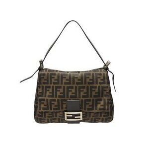 FENDI Mamma Bucket Shoulder Bag Zucca Canvas Brown Leather